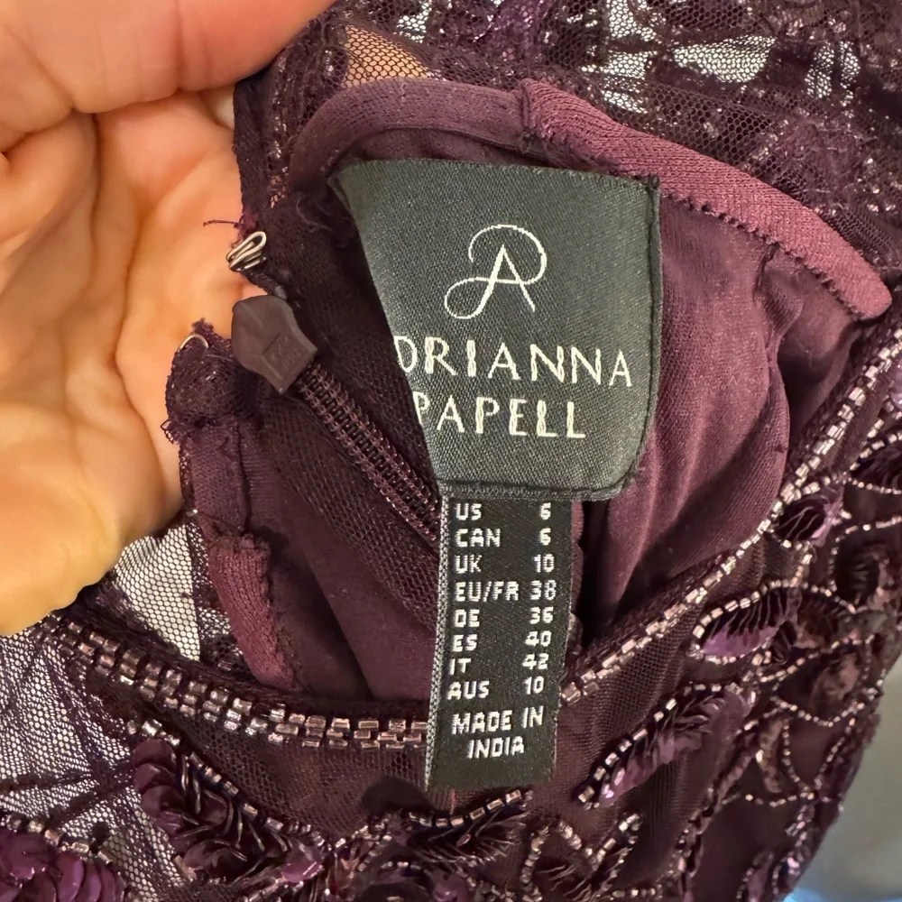 Adrianna Papell Deep Purple Long Sleeve Dress - Picture 3 of 4